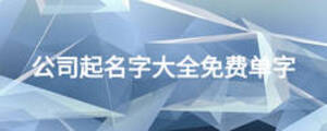 公司起名字大全免費(fèi)單字