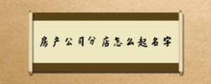 房產公司分店怎么起名字