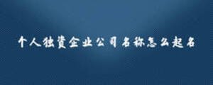 個人獨資企業(yè)公司名稱怎么起名