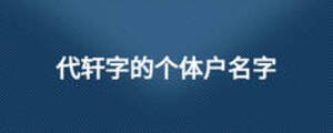 代軒字的個(gè)體戶名字