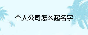 個(gè)人公司怎么起名字
