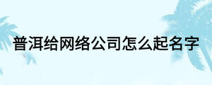 普洱給網(wǎng)絡(luò)公司怎么起名字