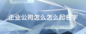 企業(yè)公司怎么怎么起名字