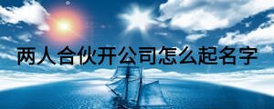 兩人合伙開(kāi)公司怎么起名字