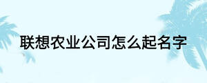 聯(lián)想農(nóng)業(yè)公司怎么起名字