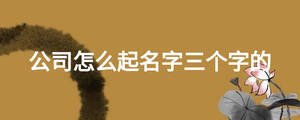 公司怎么起名字三個(gè)字的