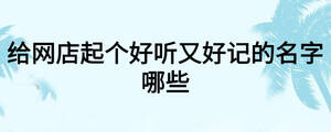 給網(wǎng)店起個(gè)好聽(tīng)又好記的名字哪些