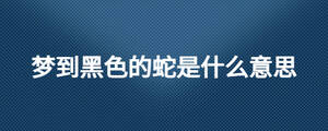 夢(mèng)到黑色的蛇是什么意思