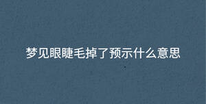夢見眼睫毛掉了預(yù)示什么意思