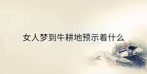 女人夢(mèng)到牛耕地預(yù)示著什么