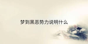 夢(mèng)到黑惡勢(shì)力說(shuō)明什么